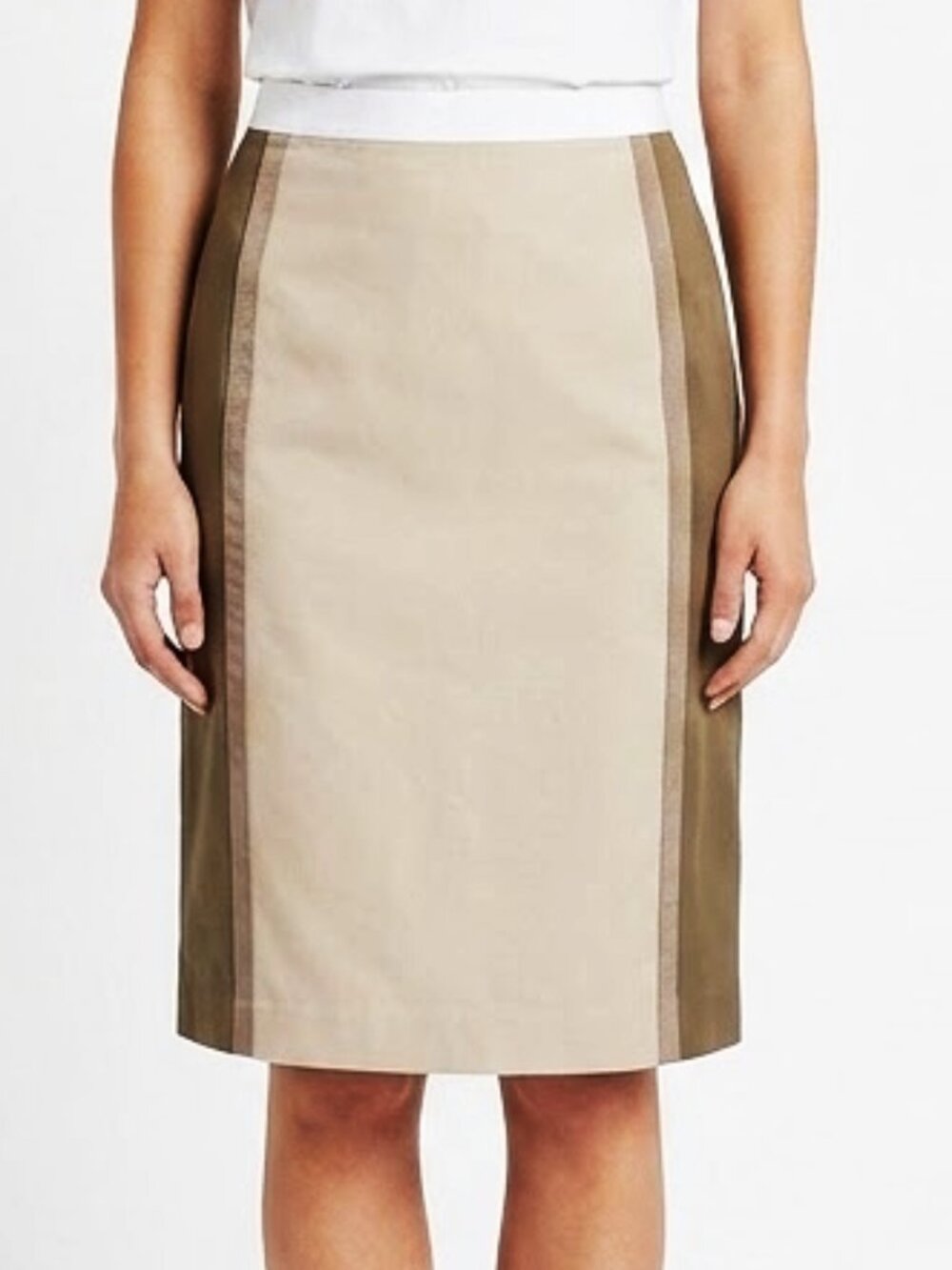 Lafayette 148 New York Polished Stretch Cotton 2 Tone Skirt NEW- Sz. 4